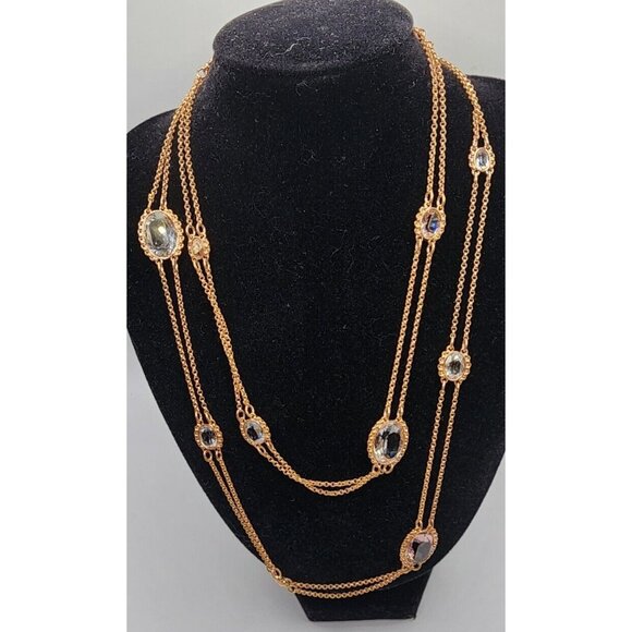New Swarovski Rose Gold Fragment Multicolor Crystal Double Strand Necklace 2017 - Picture 6 of 16